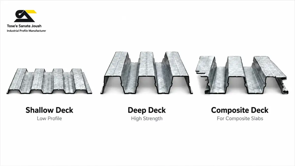 Comparison of shallow, deep and dovetail steel deck profiles