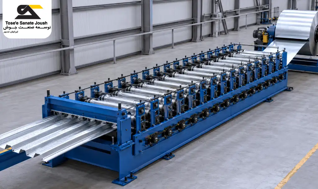 Steel deck sheet roll forming process from coil to final profile